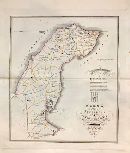 De Sanctis Gabriello Carta della Provincia di Terra d'Otranto 1856 Napoli